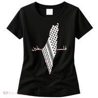 Keffiyeh Palestine Map Arabic Scarf Shemagh Palestinian Flag Women's T-Shirt thumb 0