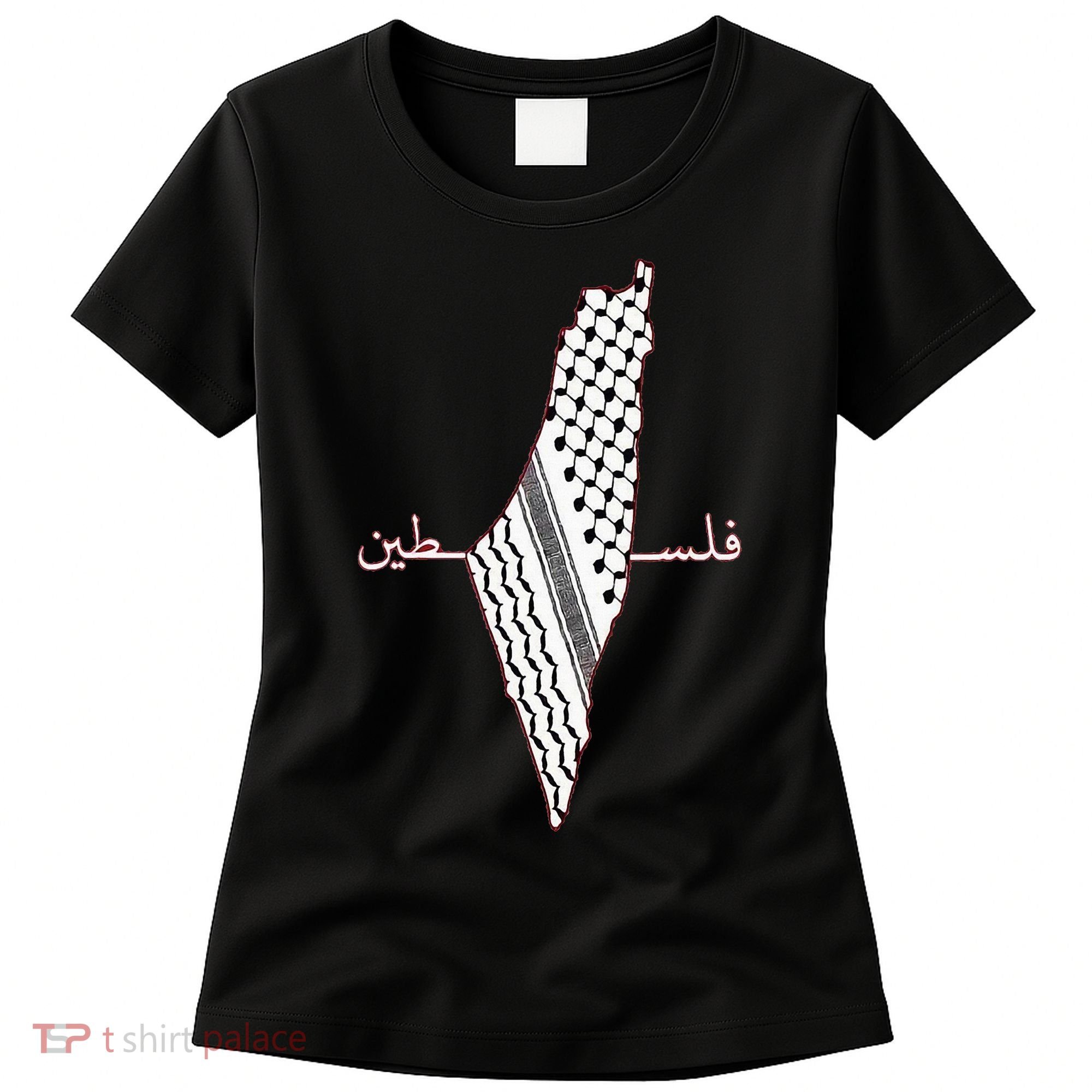 Keffiyeh Palestine Map Arabic Scarf Shemagh Palestinian Flag Women's T-Shirt