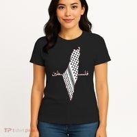 Keffiyeh Palestine Map Arabic Scarf Shemagh Palestinian Flag Women's T-Shirt thumb 4