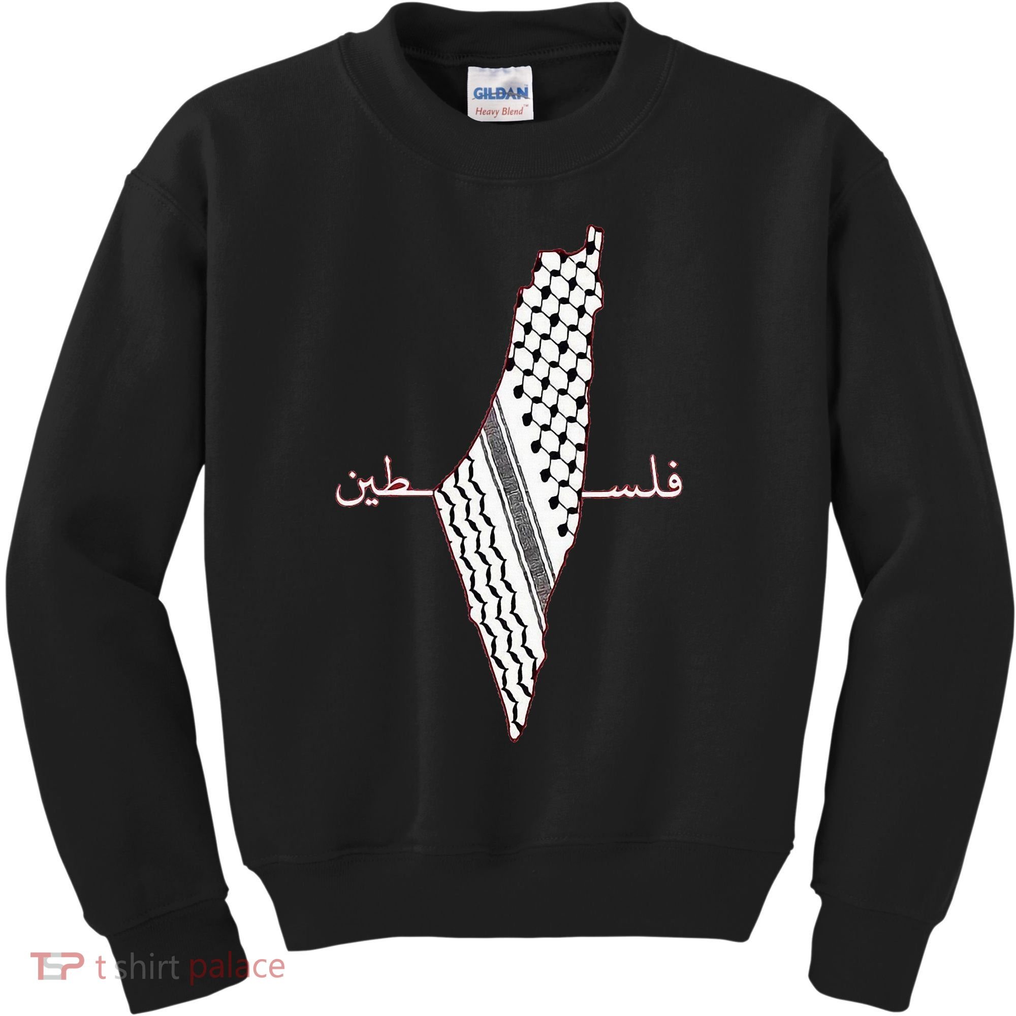 Keffiyeh Palestine Map Arabic Scarf Shemagh Palestinian Flag Kids Sweatshirt