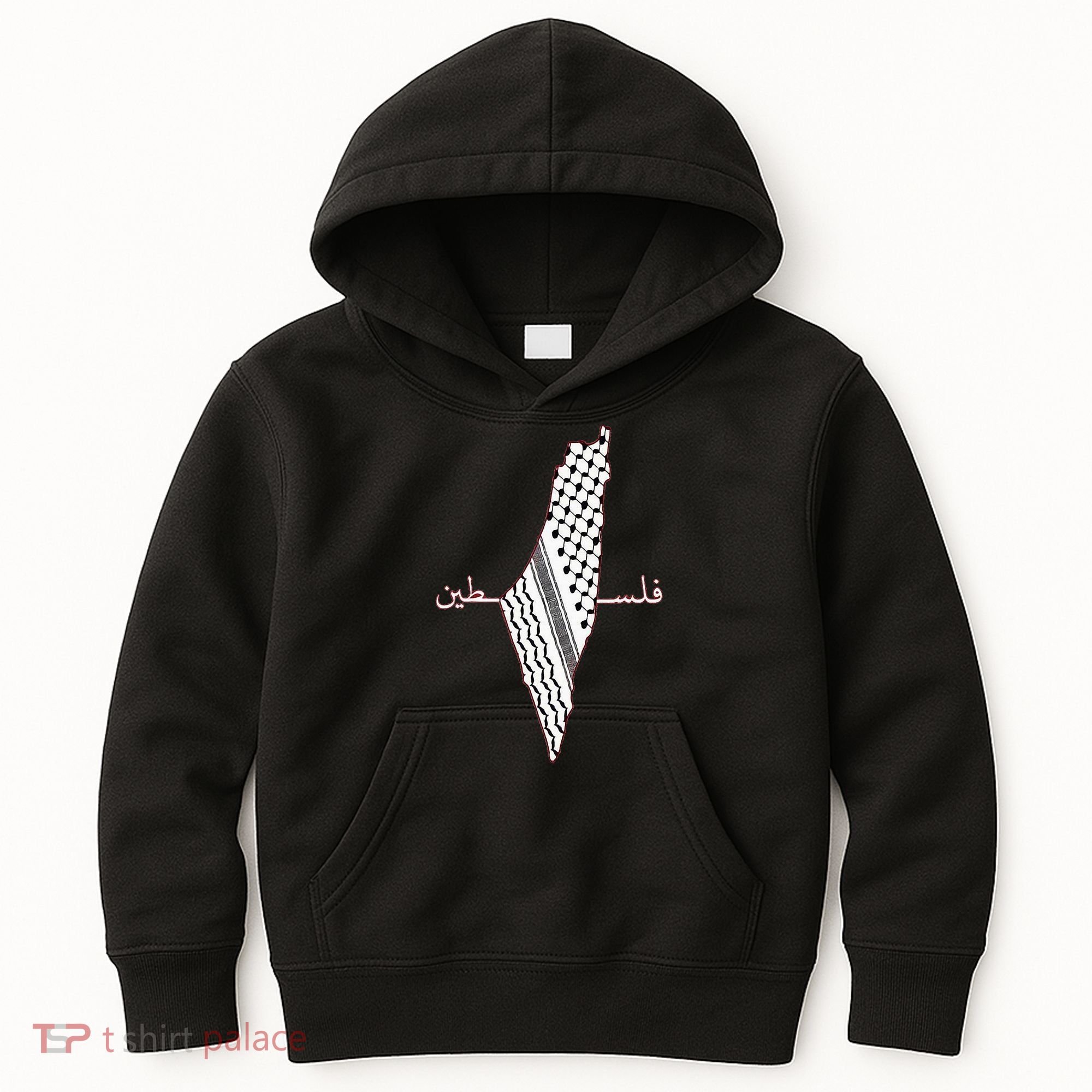 Keffiyeh Palestine Map Arabic Scarf Shemagh Palestinian Flag Kids Hoodie