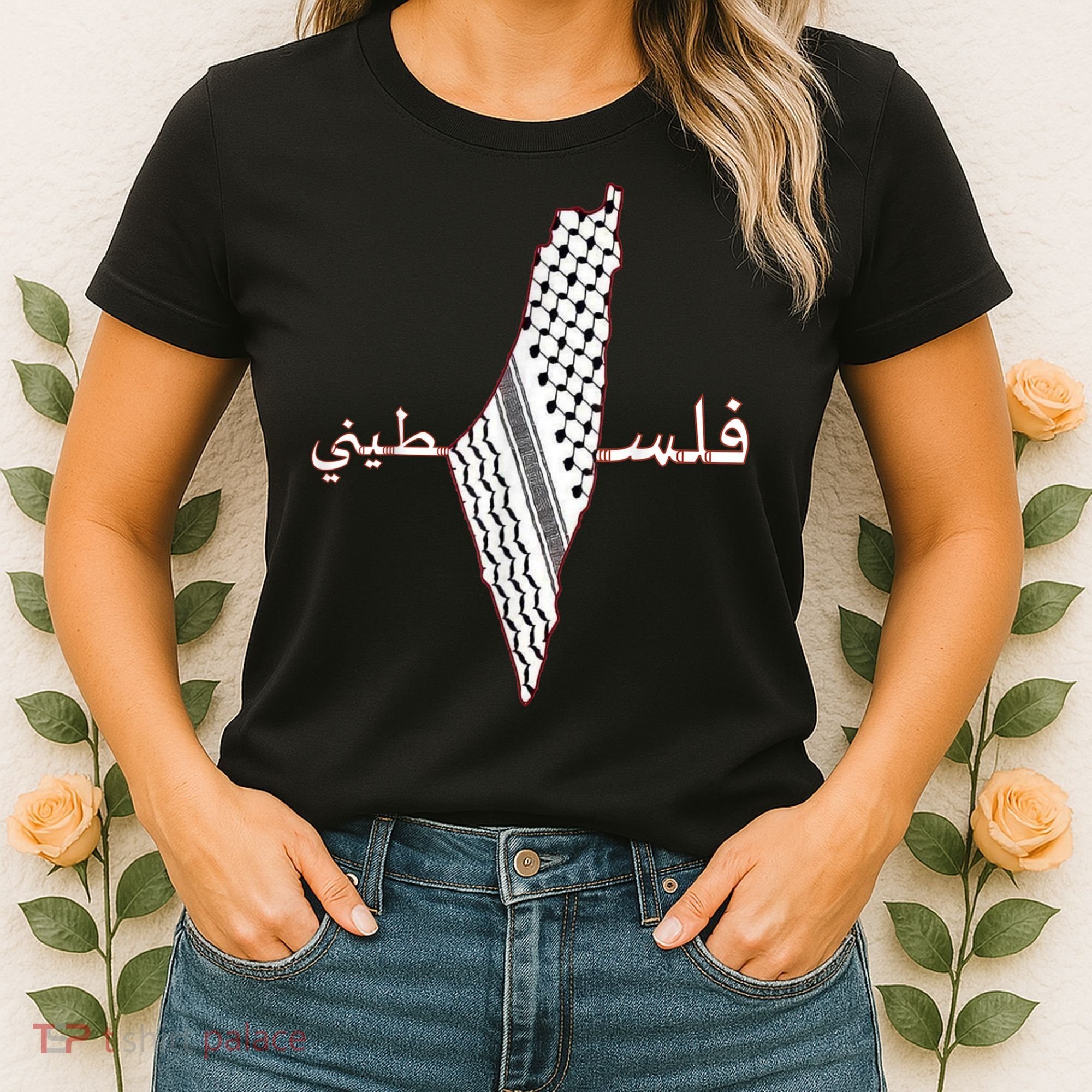 Keffiyeh Palestine Map Scarf Shemagh Palestinians Women's T-Shirt