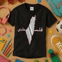 Keffiyeh Palestine Map Scarf Shemagh Palestinians Kids T-Shirt thumb 3