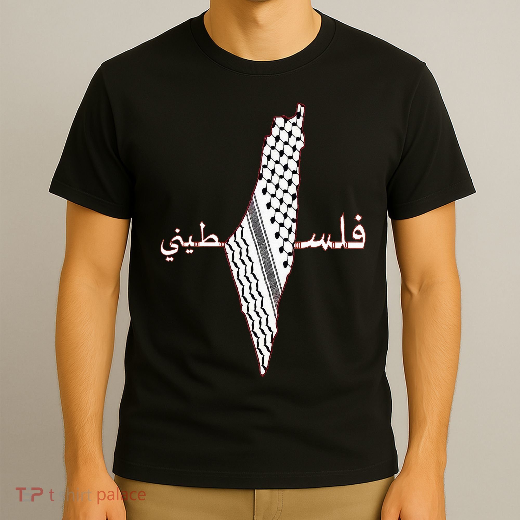 Keffiyeh Palestine Map Scarf Shemagh Palestinians T-Shirt