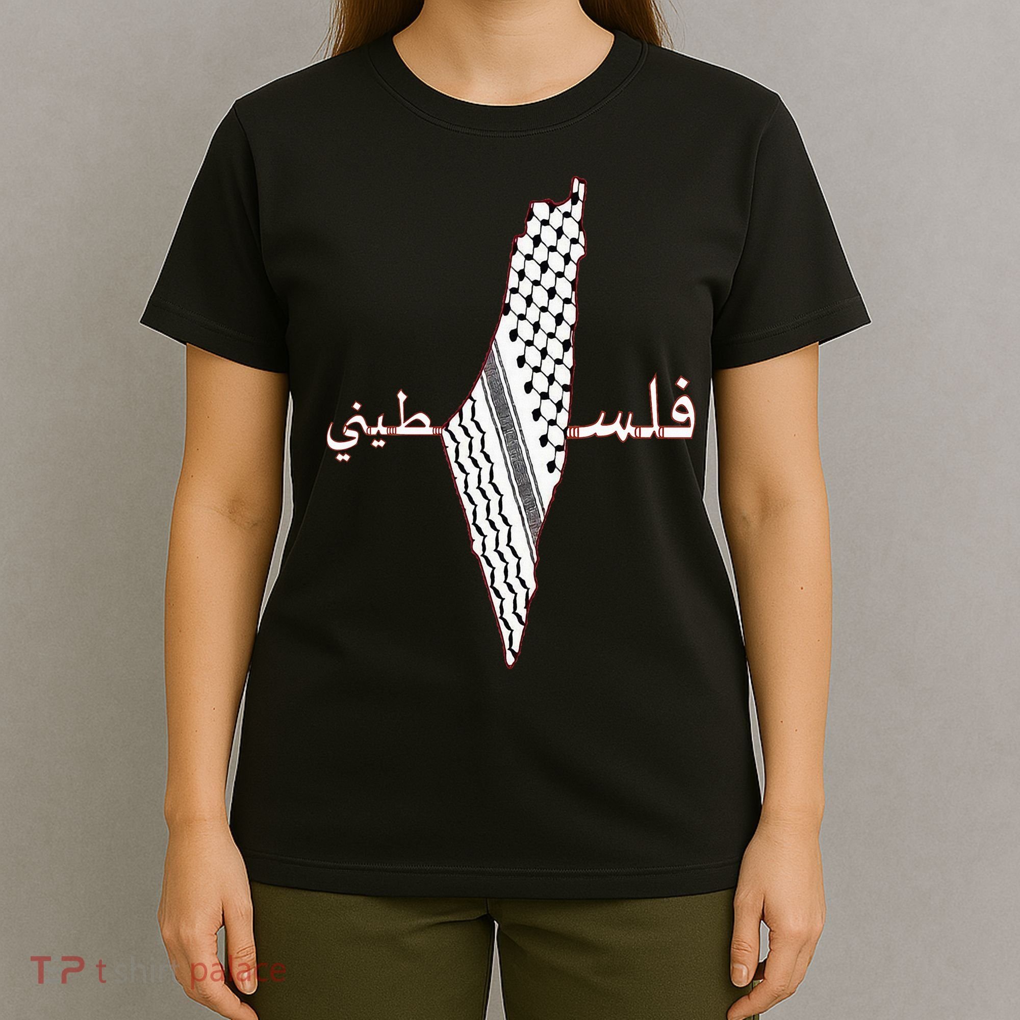 Keffiyeh Palestine Map Scarf Shemagh Palestinians T-Shirt
