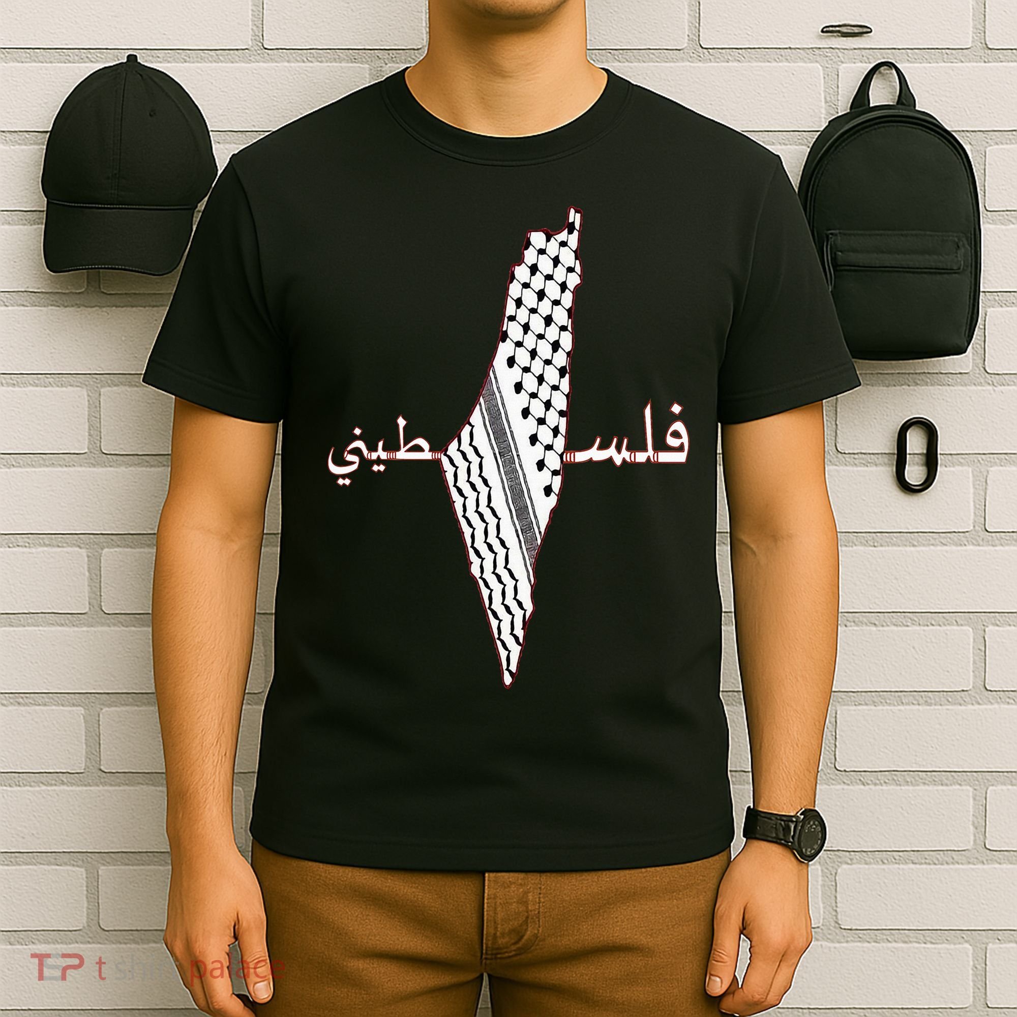 Keffiyeh Palestine Map Scarf Shemagh Palestinians T-Shirt