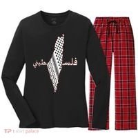 Keffiyeh Palestine Map Scarf Shemagh Palestinians Women's Long Sleeve Flannel Pajama Set  thumb 0