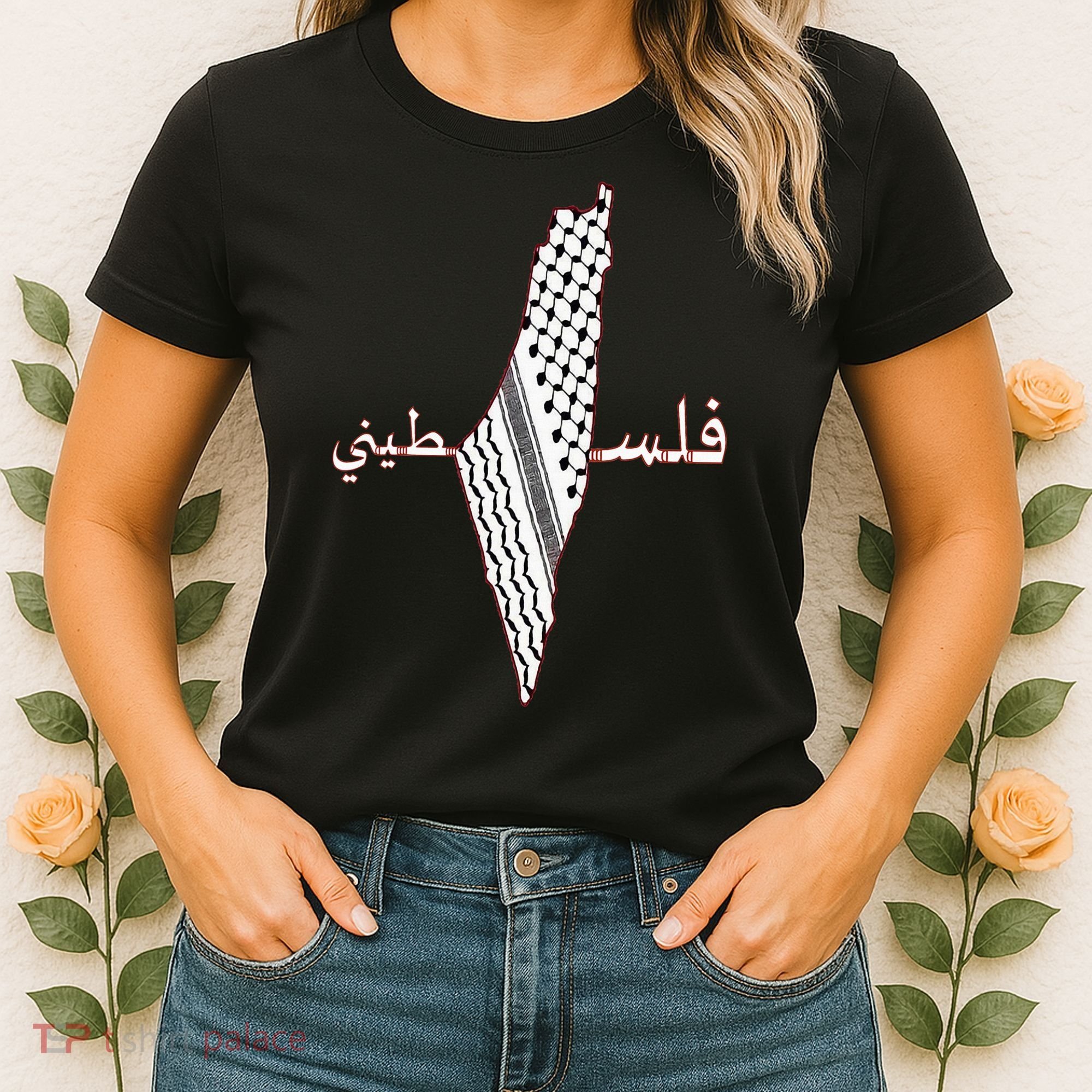 Keffiyeh Palestine Map Scarf Shemagh Palestinians Women's T-Shirt