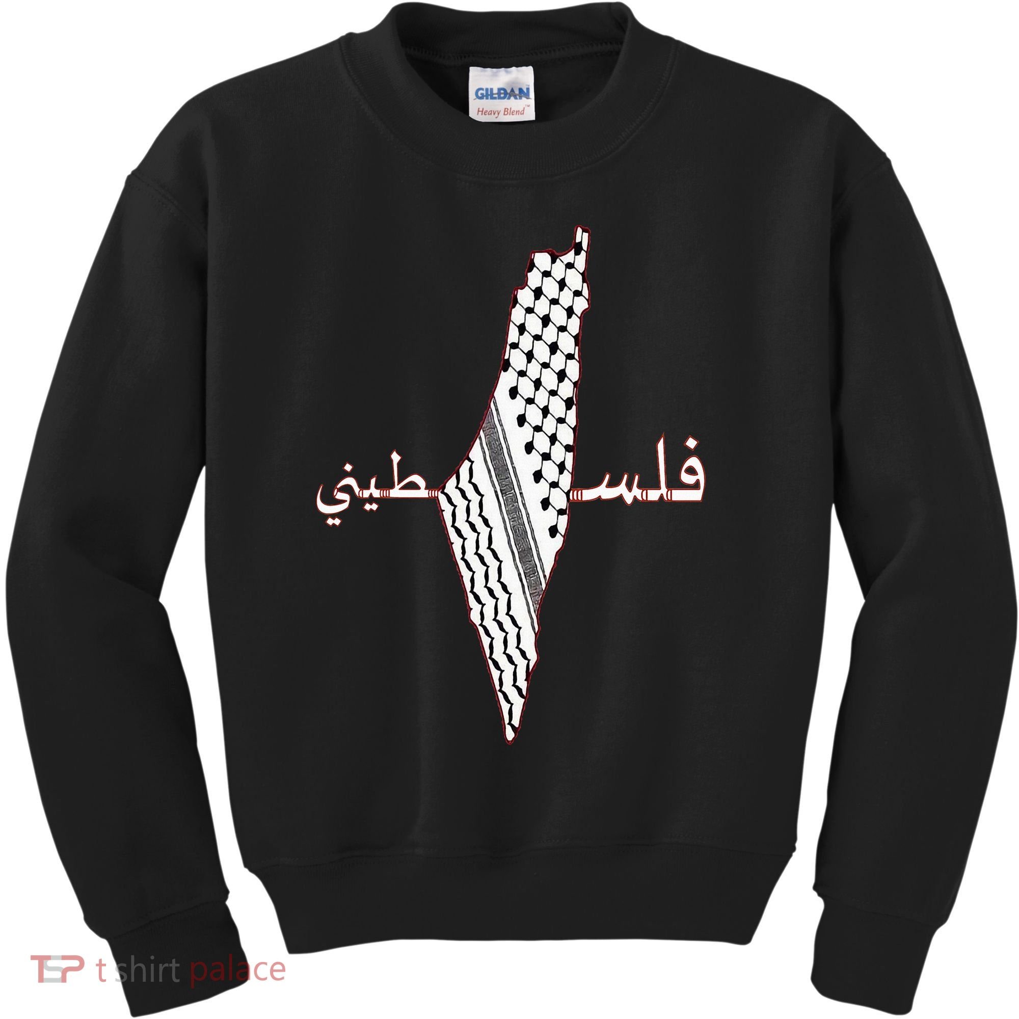 Keffiyeh Palestine Map Scarf Shemagh Palestinians Kids Sweatshirt