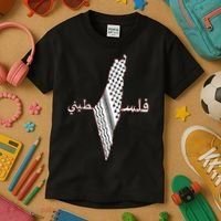 Keffiyeh Palestine Map Scarf Shemagh Palestinians Kids T-Shirt thumb 3