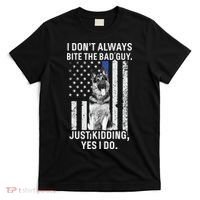 K9 Police Officer German Shepherd Funny Thin Blue Line T-Shirt thumb 0