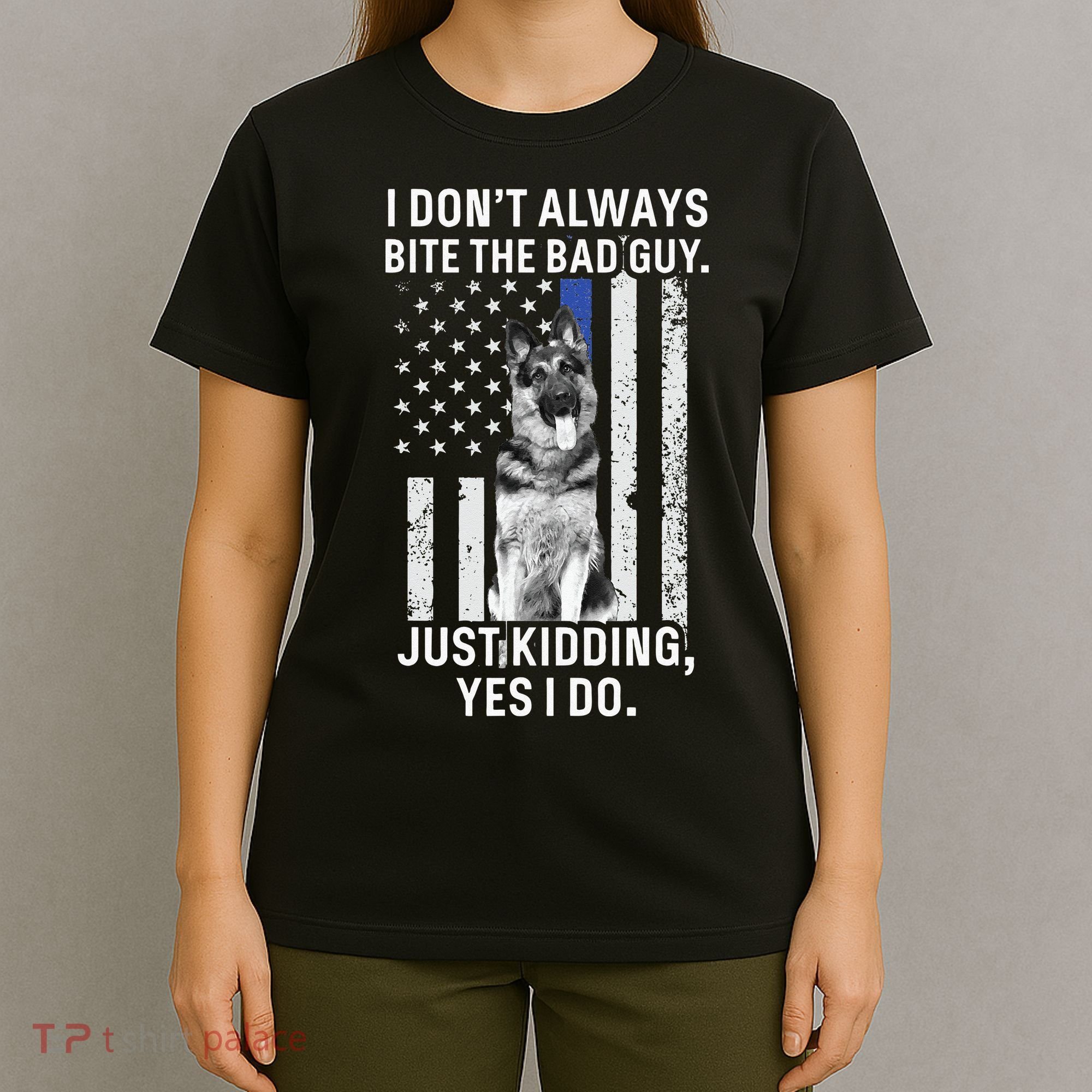 K9 Police Officer German Shepherd Funny Thin Blue Line T-Shirt