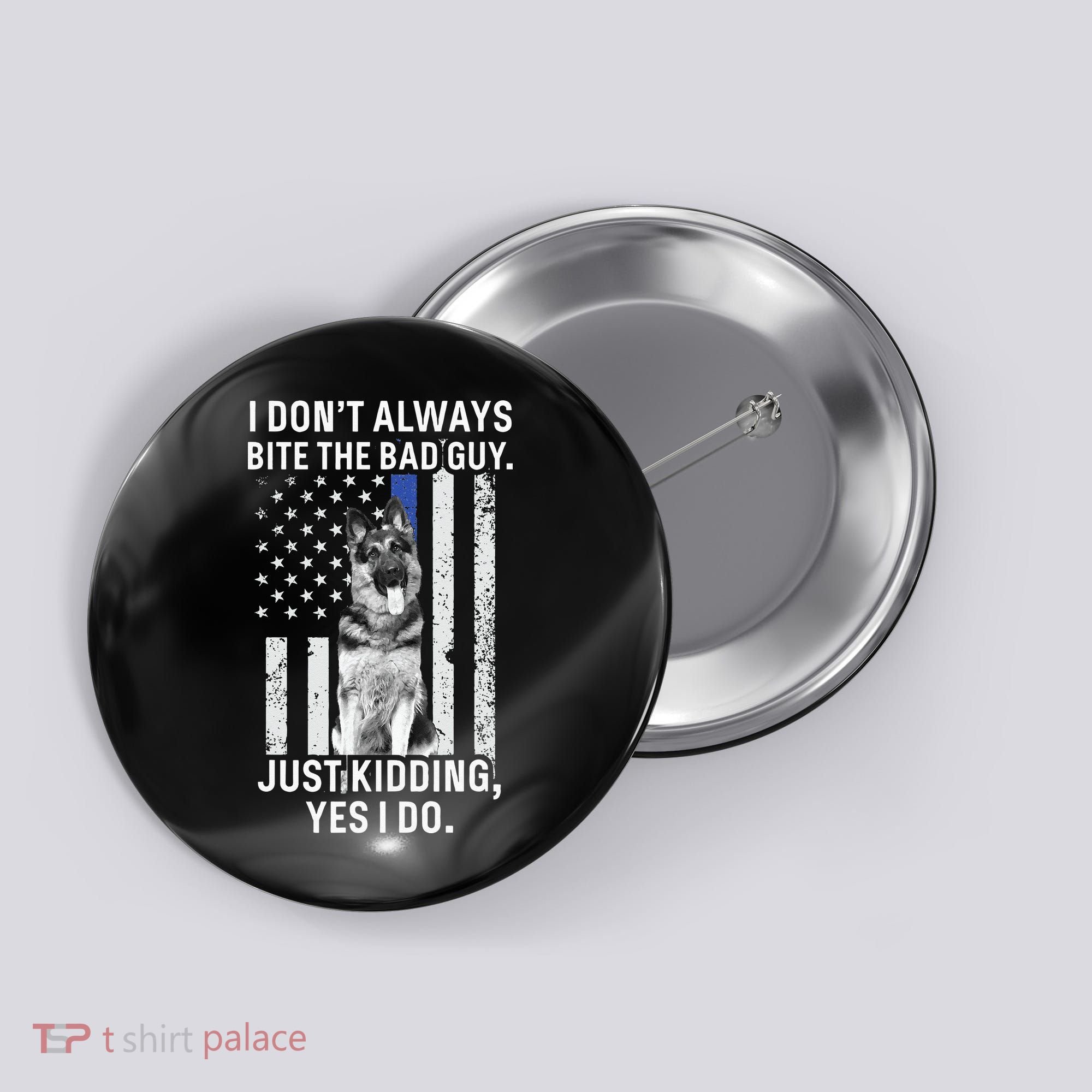 K9 Police Officer German Shepherd Funny Thin Blue Line Button