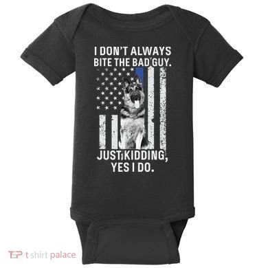 K9 Police Officer German Shepherd Funny Thin Blue Line Baby Bodysuit