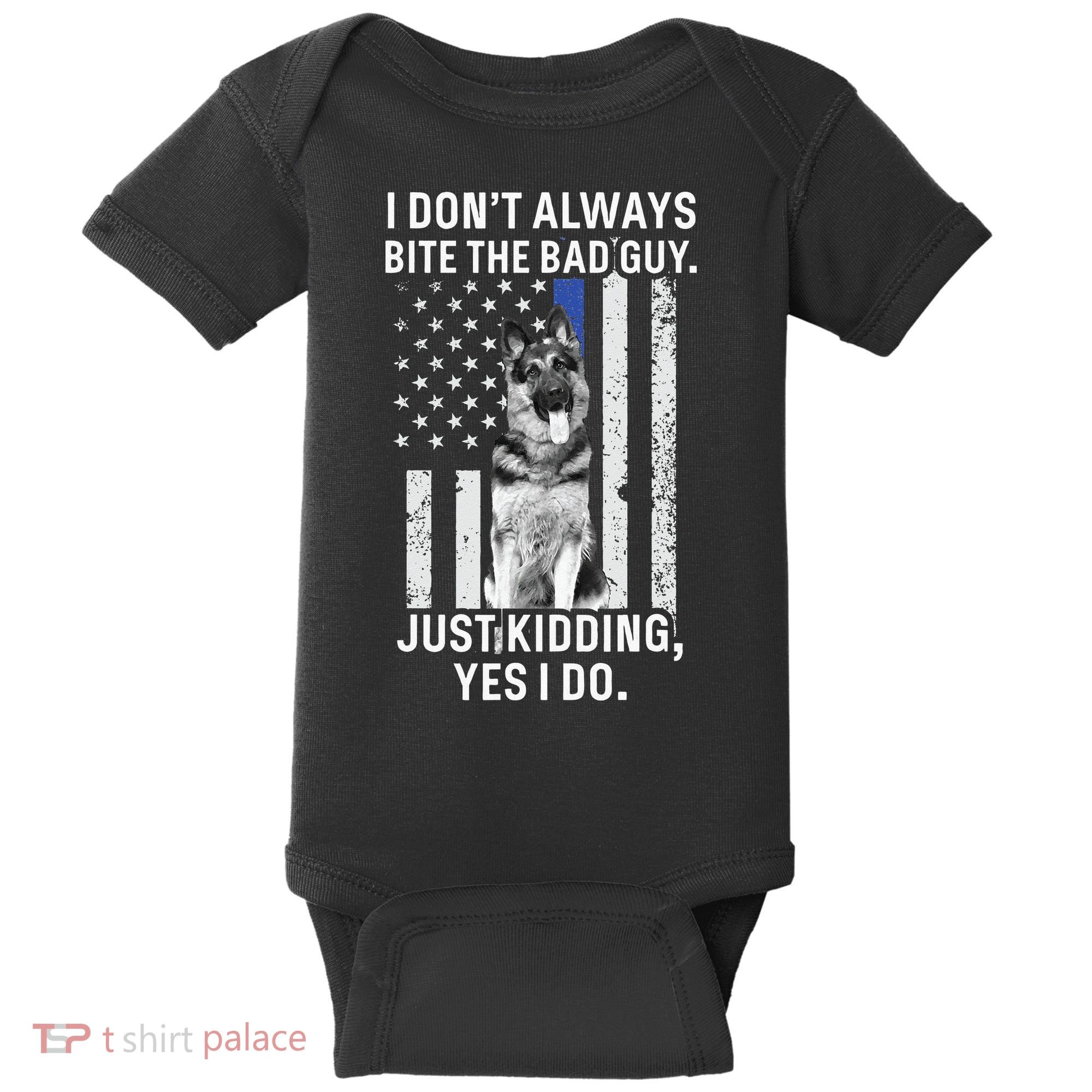 K9 Police Officer German Shepherd Funny Thin Blue Line Baby Bodysuit