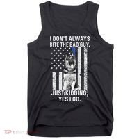 K9 Police Officer German Shepherd Funny Thin Blue Line Tank Top thumb 0