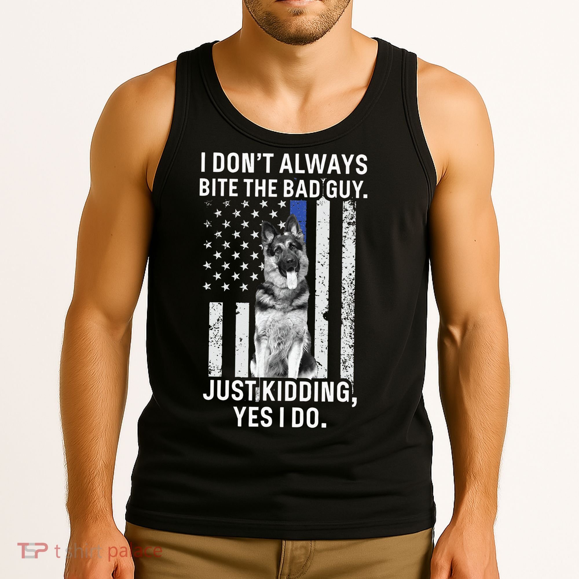 K9 Police Officer German Shepherd Funny Thin Blue Line Tank Top