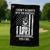 K9 Police Officer German Shepherd Funny Thin Blue Line Golf Towel thumb 1