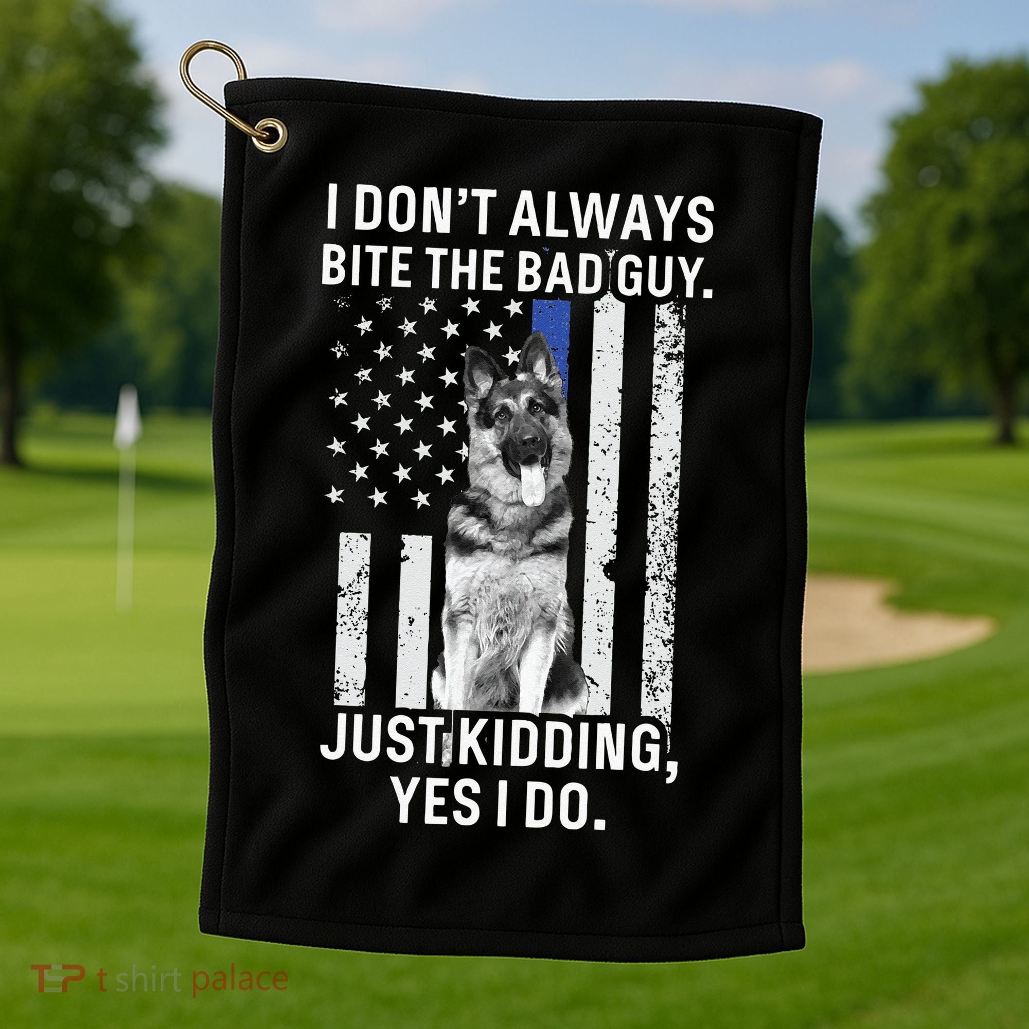 K9 Police Officer German Shepherd Funny Thin Blue Line Golf Towel