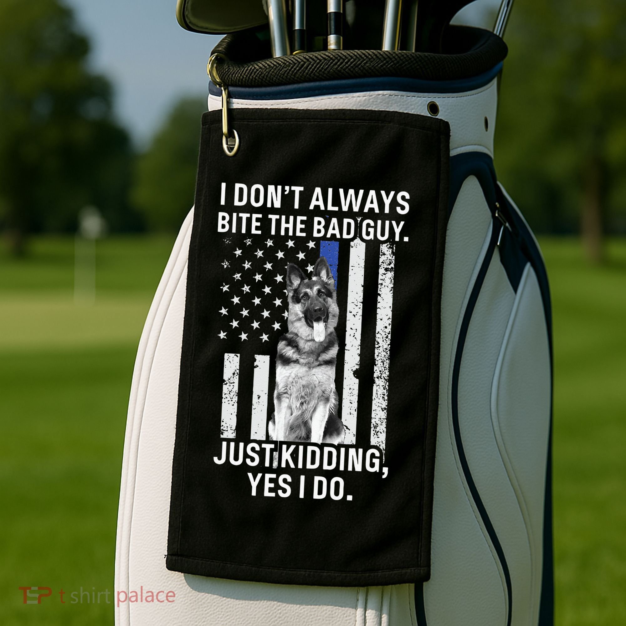 K9 Police Officer German Shepherd Funny Thin Blue Line Golf Towel