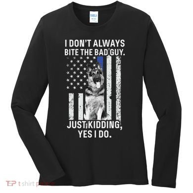 K9 Police Officer German Shepherd Funny Thin Blue Line Women's Long Sleeve Shirt