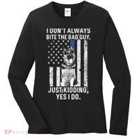 K9 Police Officer German Shepherd Funny Thin Blue Line Women's Long Sleeve Shirt thumb 0
