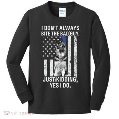 K9 Police Officer German Shepherd Funny Thin Blue Line Kids Long Sleeve Shirt