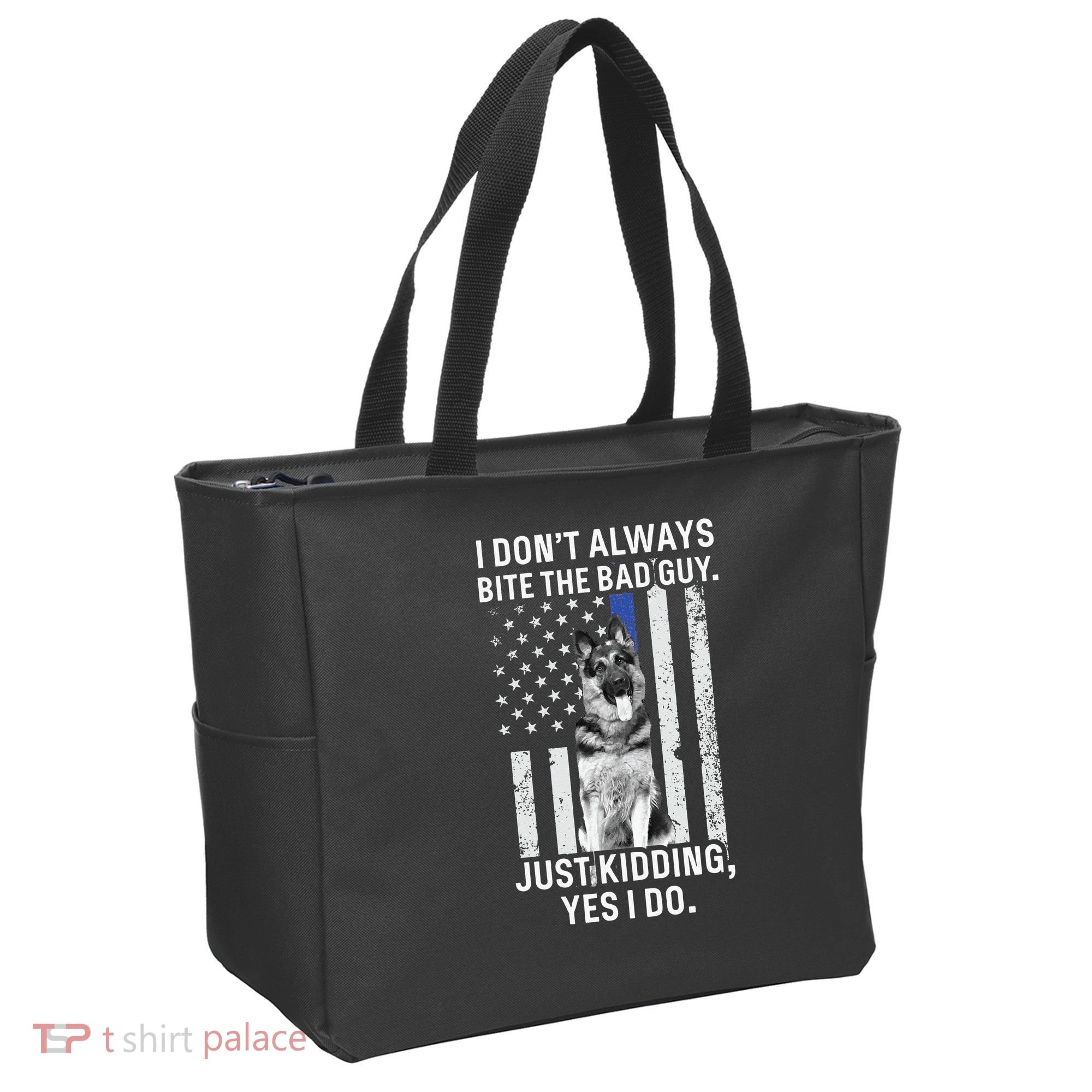 K9 Police Officer German Shepherd Funny Thin Blue Line Tote Bag