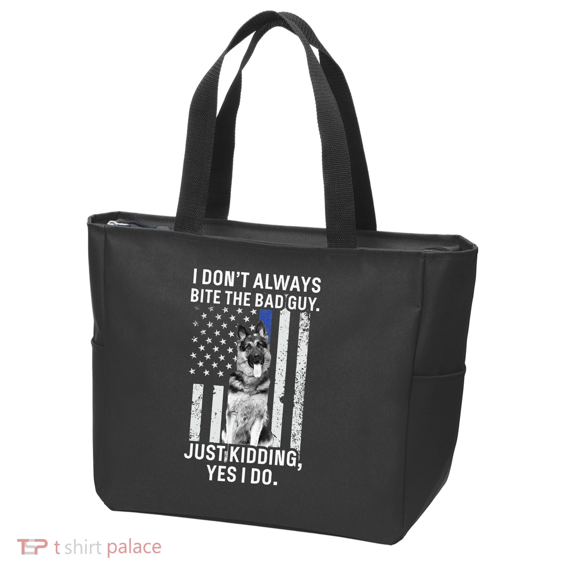 K9 Police Officer German Shepherd Funny Thin Blue Line Tote Bag