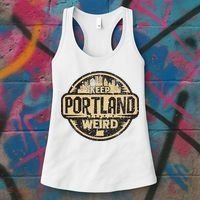 Keep Portland Oregon Weird Funny Women's Tank Top thumb 3