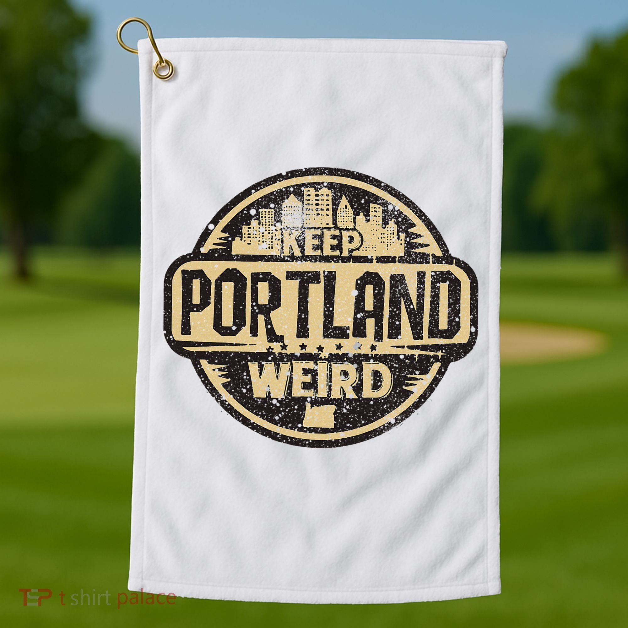 Keep Portland Oregon Weird Funny Golf Towel