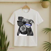 K9 Police Officer Police Pitbull Thin Blue Line Premium T-Shirt thumb 2