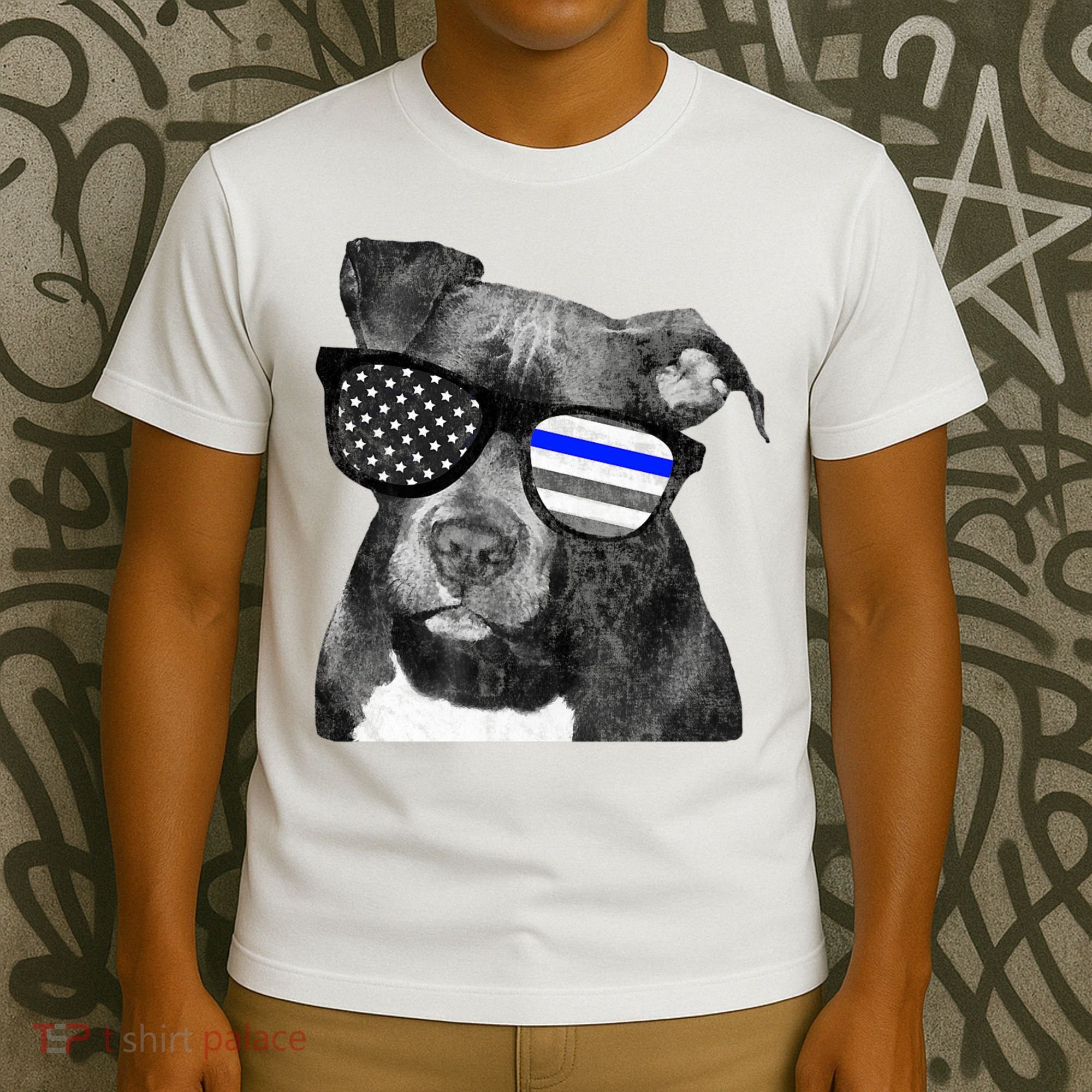 K9 Police Officer Police Pitbull Thin Blue Line Premium T-Shirt