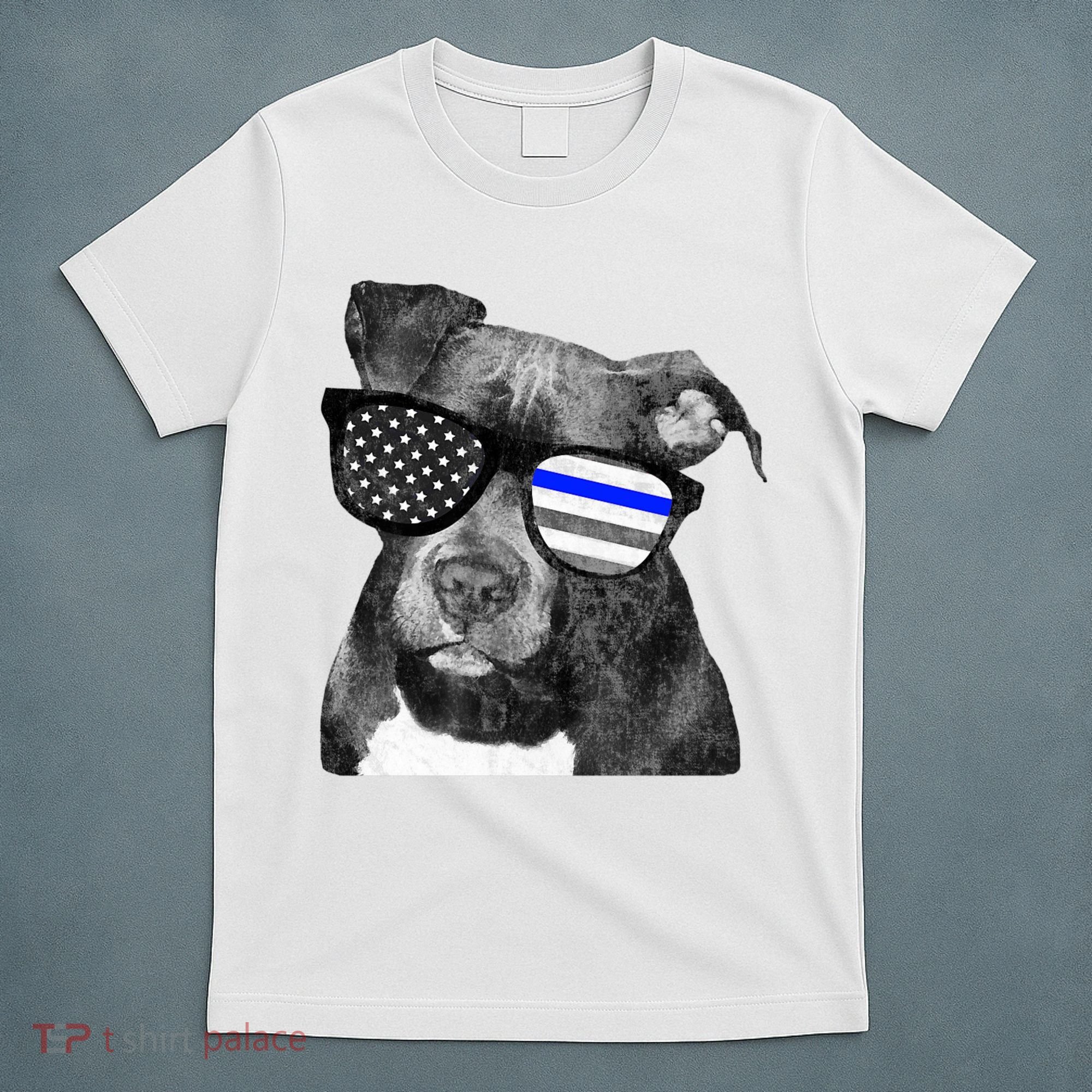 K9 Police Officer Police Pitbull Thin Blue Line Premium T-Shirt
