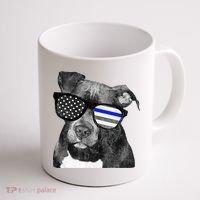 K9 Police Officer Police Pitbull Thin Blue Line Premium Coffee Mug thumb 1