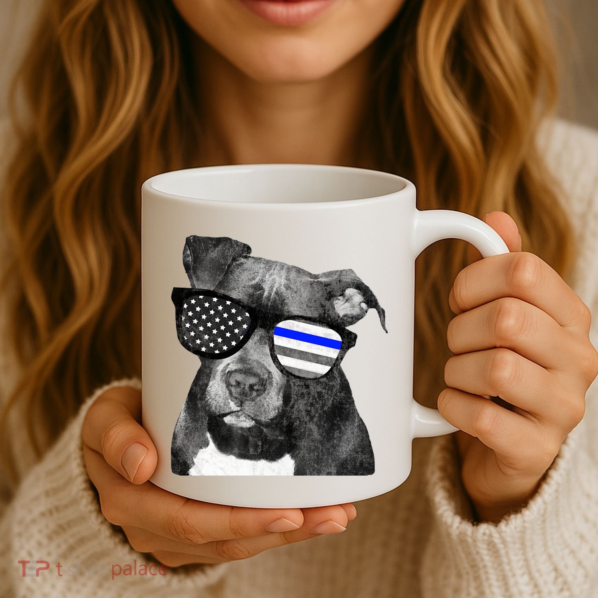 K9 Police Officer Police Pitbull Thin Blue Line Premium Coffee Mug