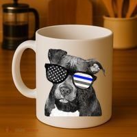 K9 Police Officer Police Pitbull Thin Blue Line Premium Coffee Mug thumb 4