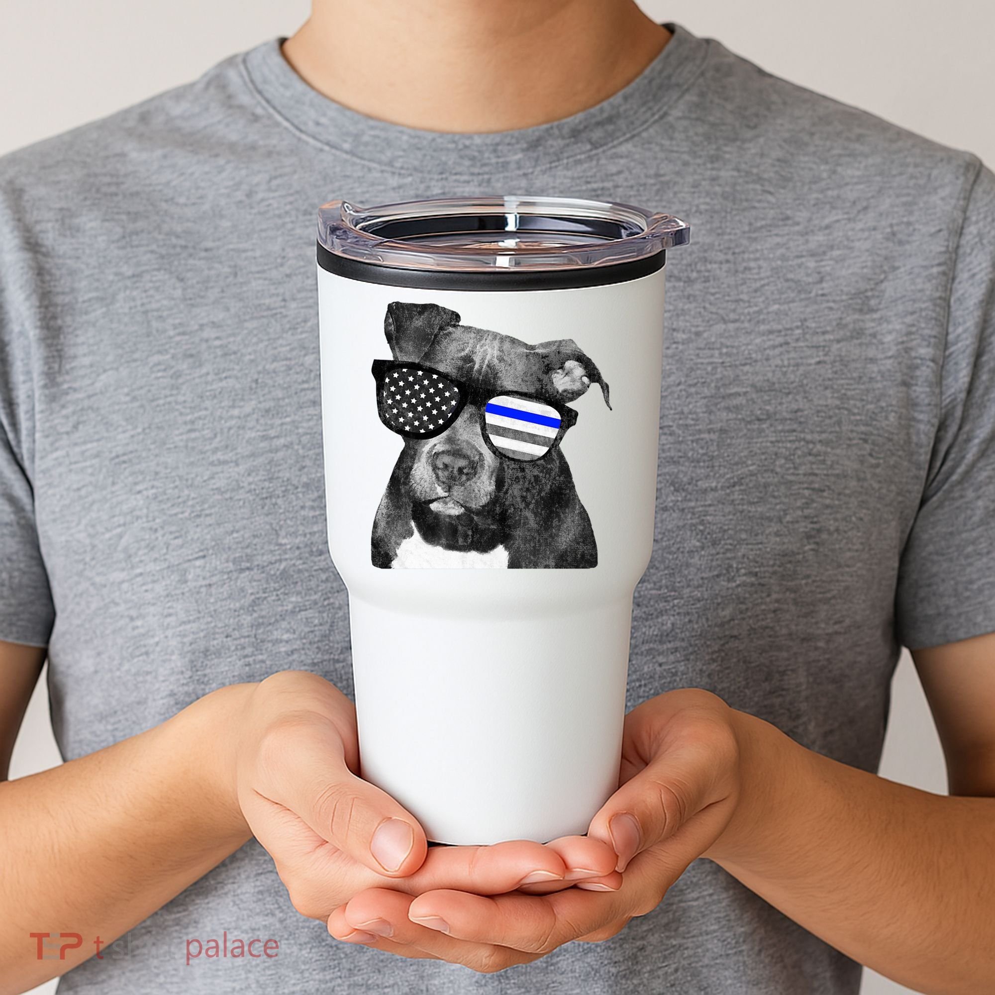 K9 Police Officer Police Pitbull Thin Blue Line Premium Tumbler