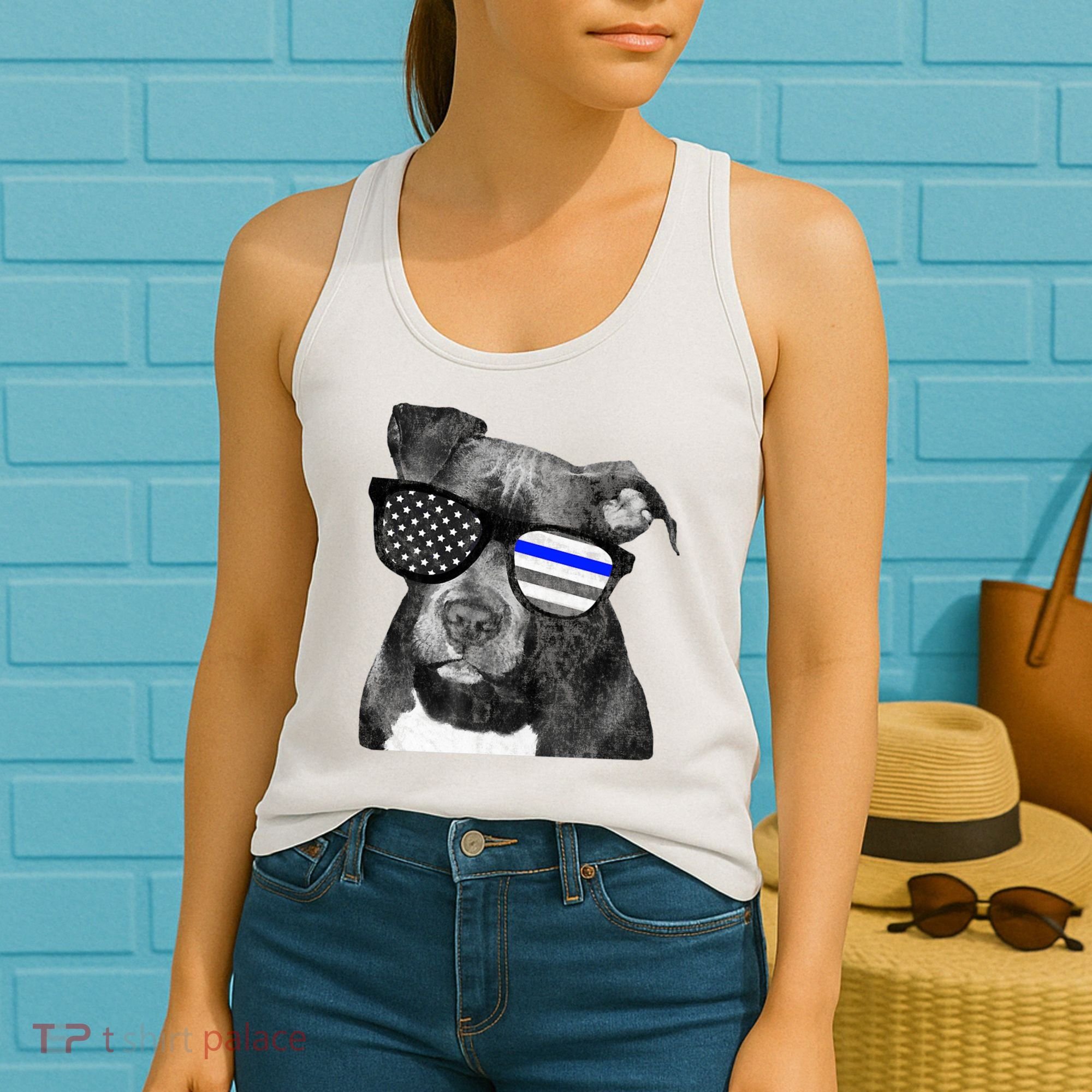 K9 Police Officer Police Pitbull Thin Blue Line Premium Women's Tank Top