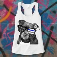 K9 Police Officer Police Pitbull Thin Blue Line Premium Women's Tank Top thumb 3