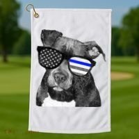K9 Police Officer Police Pitbull Thin Blue Line Premium Golf Towel thumb 1
