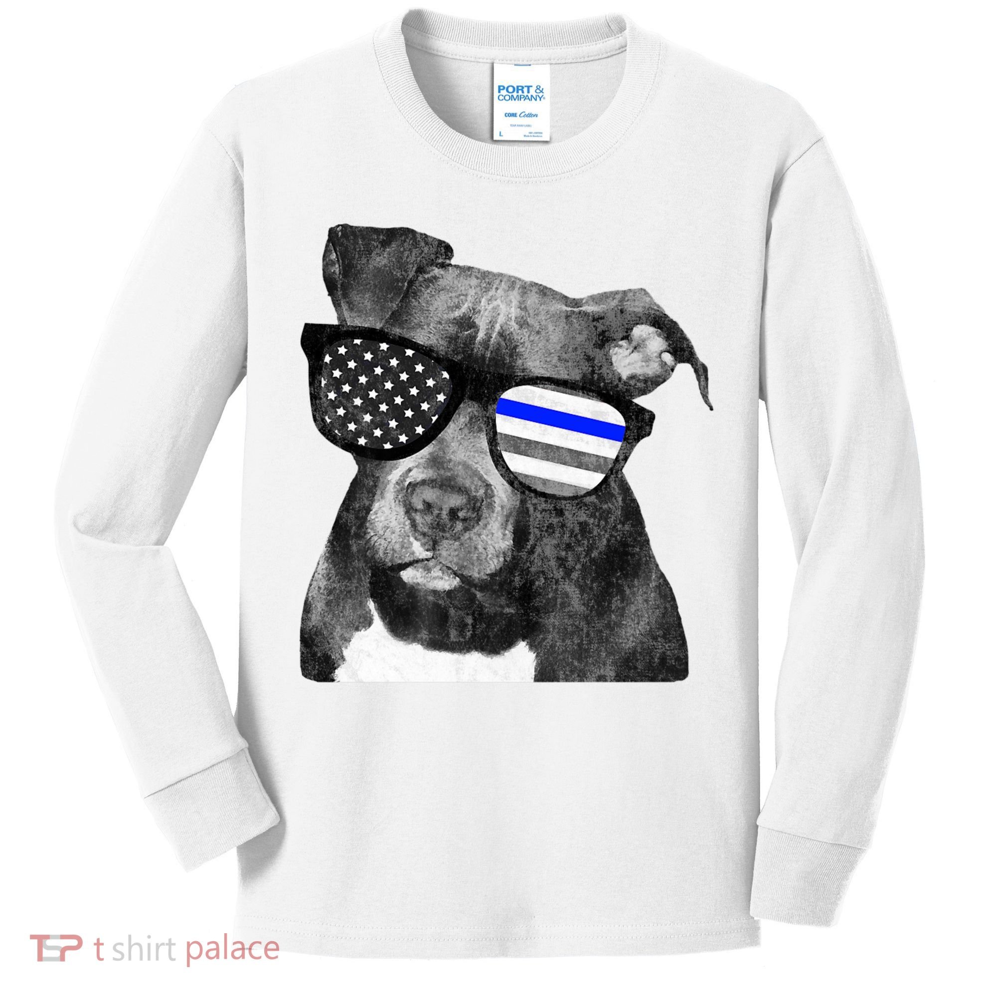 K9 Police Officer Police Pitbull Thin Blue Line Premium Kids Long Sleeve Shirt