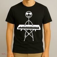 Keyboard Piano Pianist Stick Figure Piano Player T-Shirt thumb 3