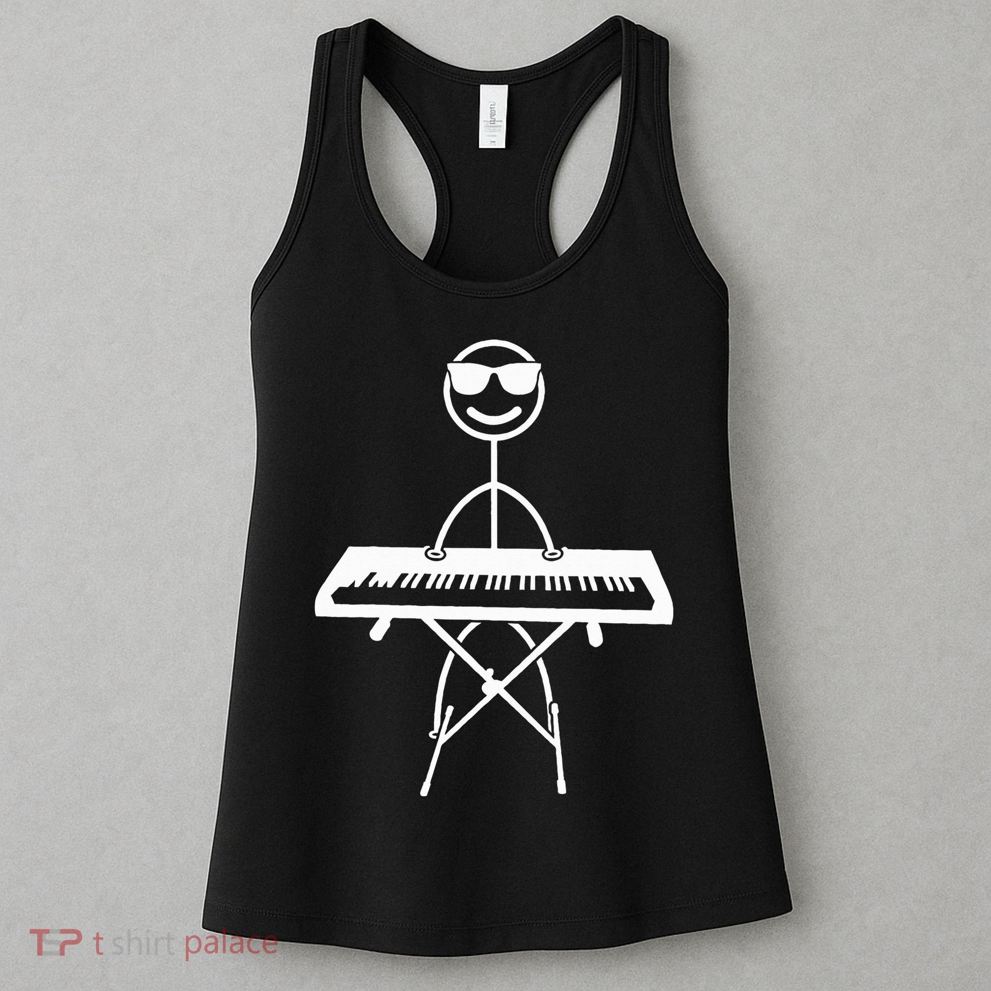 Keyboard Piano Pianist Stick Figure Piano Player Women's Tank Top