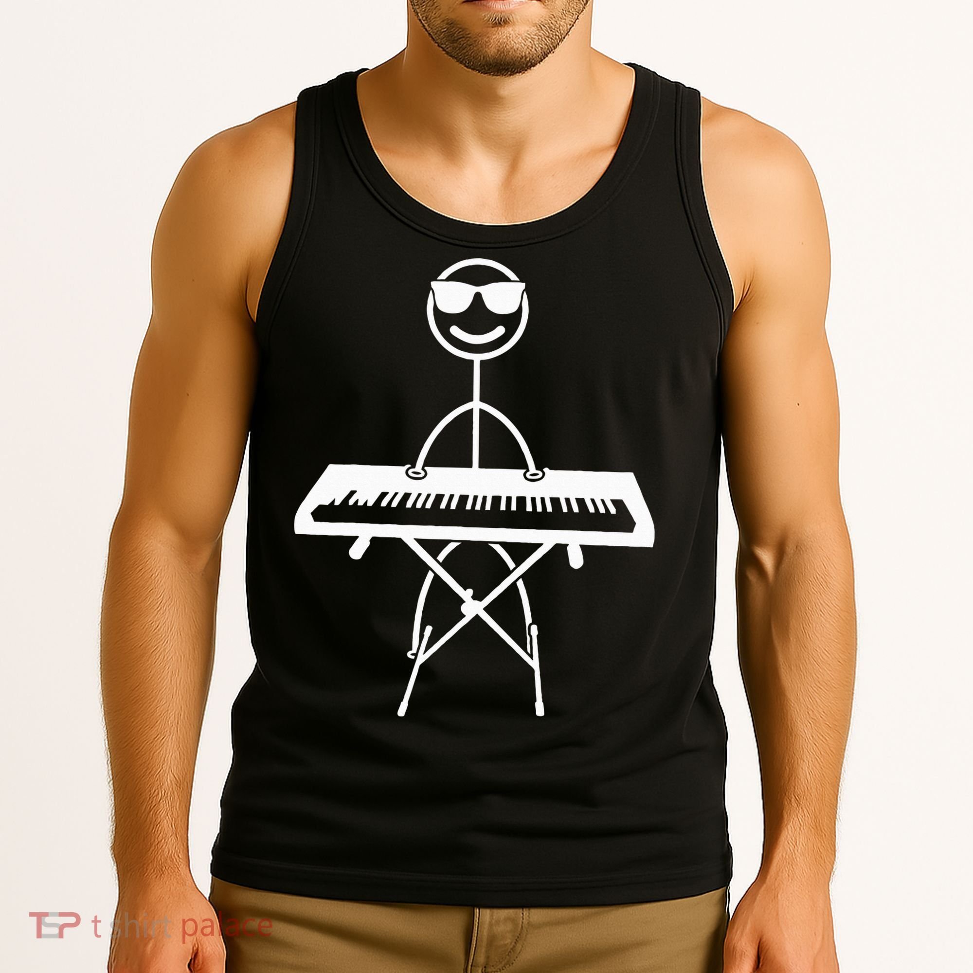 Keyboard Piano Pianist Stick Figure Piano Player Tank Top