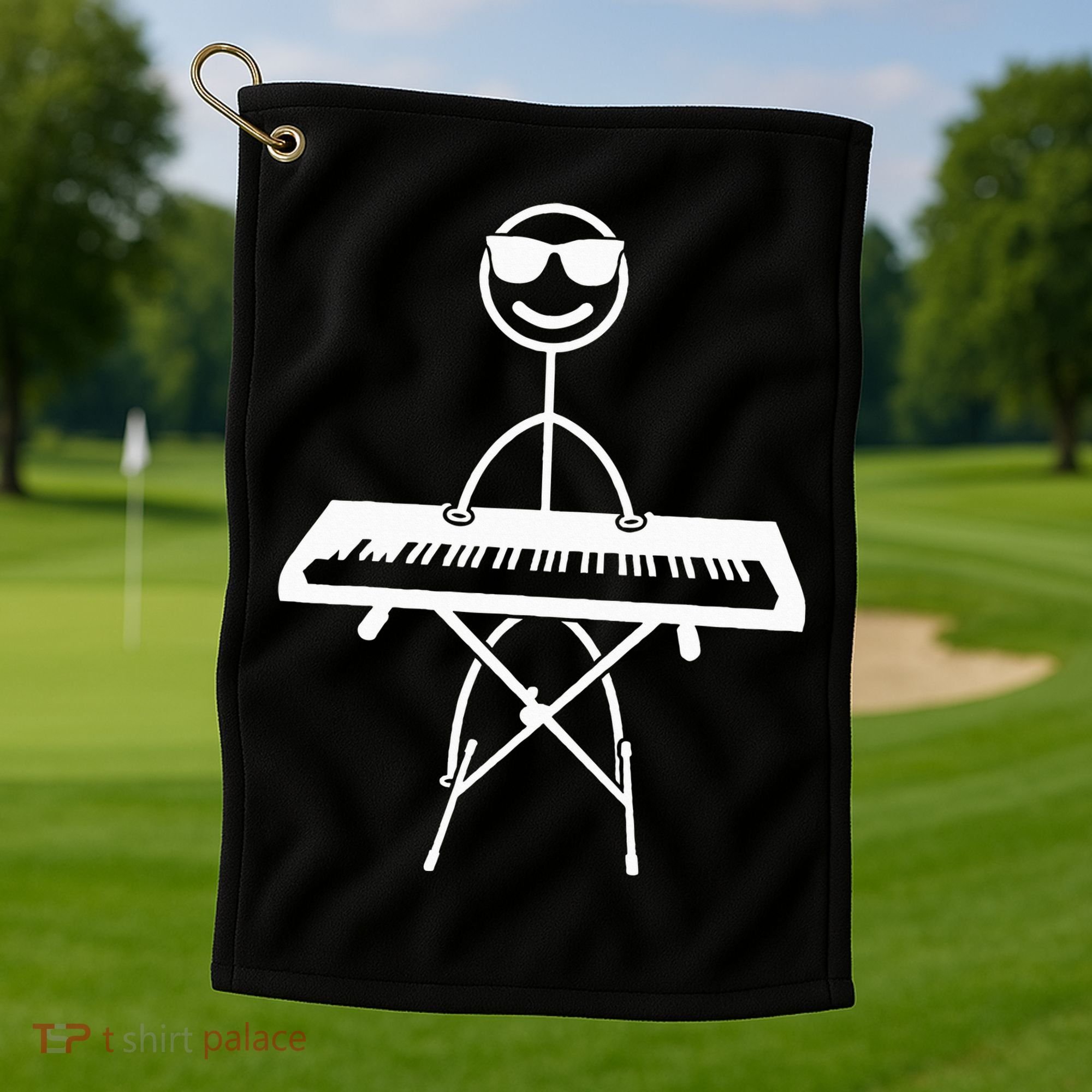 Keyboard Piano Pianist Stick Figure Piano Player Golf Towel