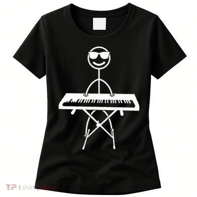 Keyboard Piano Pianist Stick Figure Piano Player Women's T-Shirt