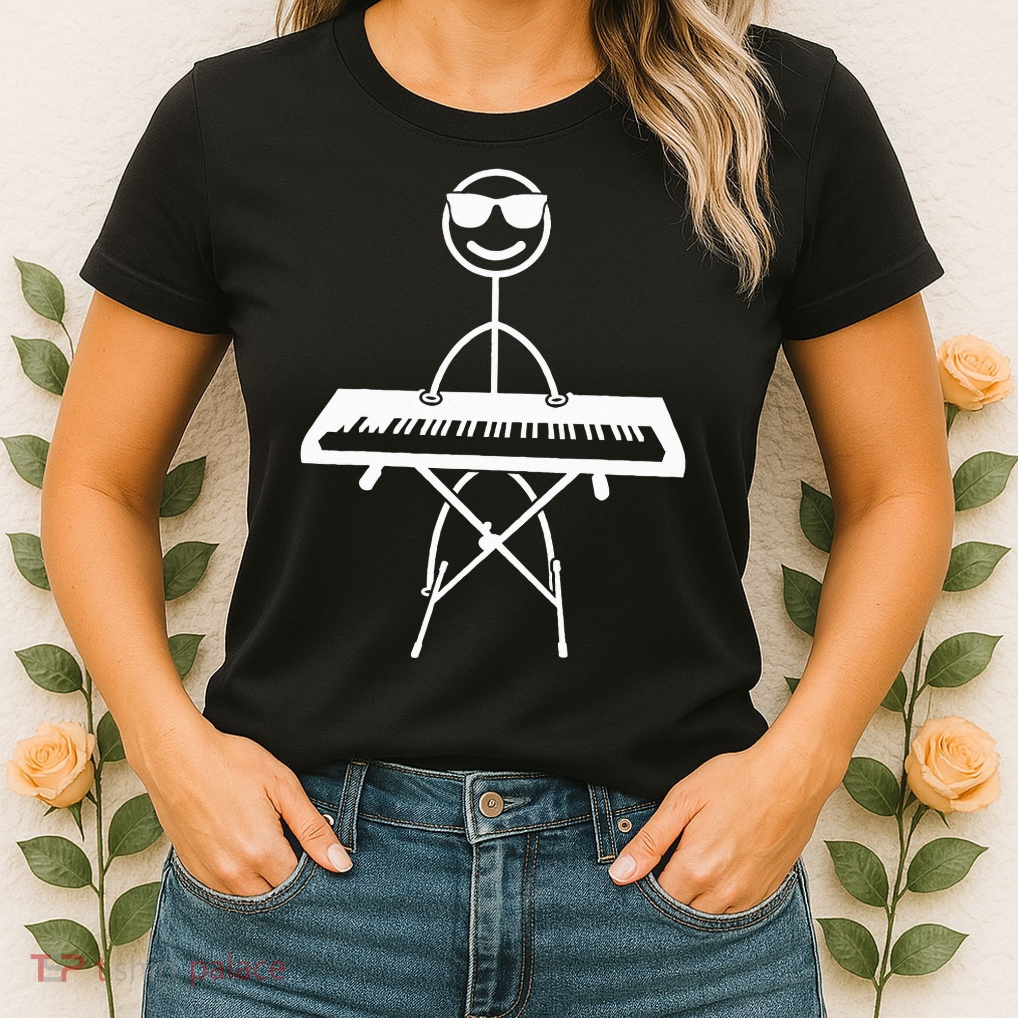 Keyboard Piano Pianist Stick Figure Piano Player Women's T-Shirt
