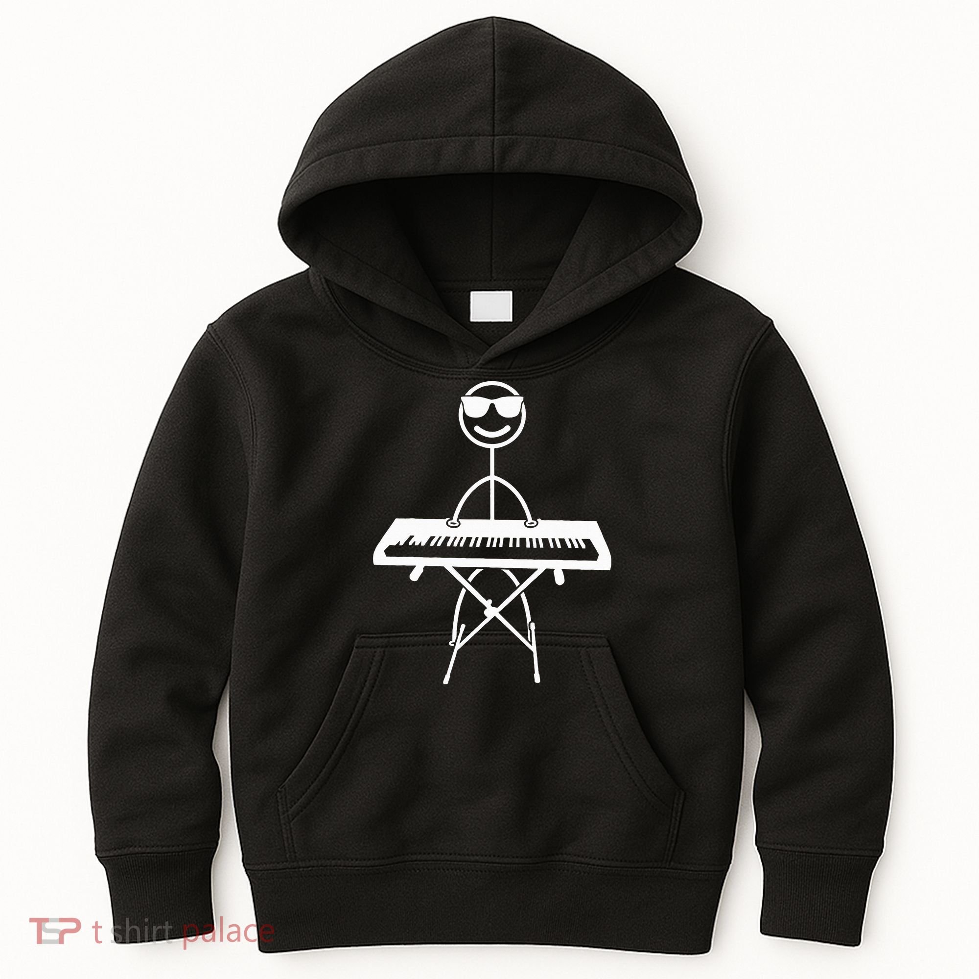 Keyboard Piano Pianist Stick Figure Piano Player Kids Hoodie
