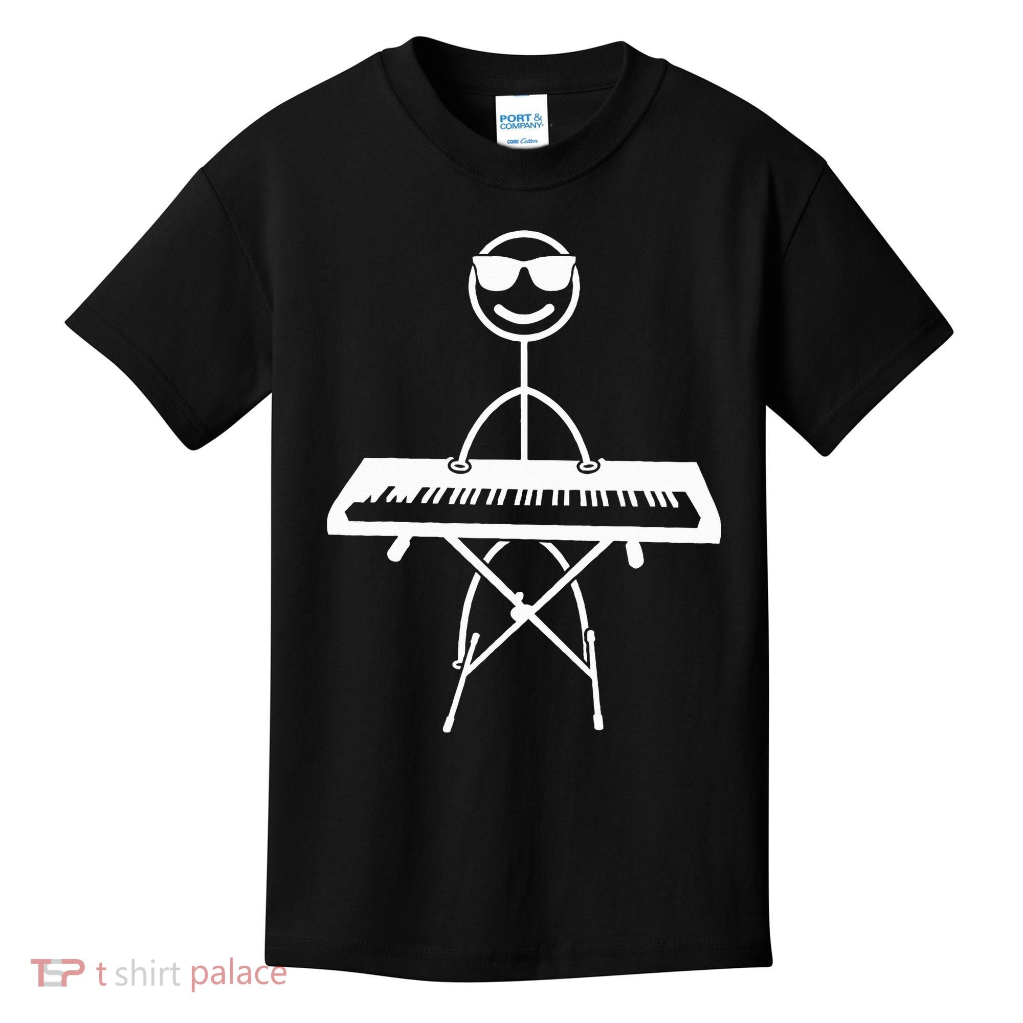 Keyboard Piano Pianist Stick Figure Piano Player Kids T-Shirt